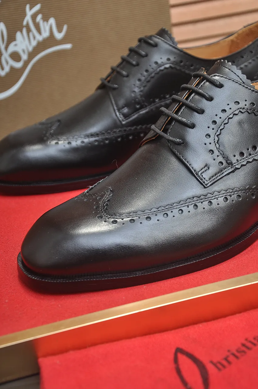 Men's shoes 💰620💶 [Chrstian Loubotin] Red-soled shoes 💋Original mold opening, the highest version on the market, purely handmade ➕Imported cowhide uppers, first-layer water-dyed cowhide lining! Original EU high-gloss outsole. 38 to 45 (45 customized)